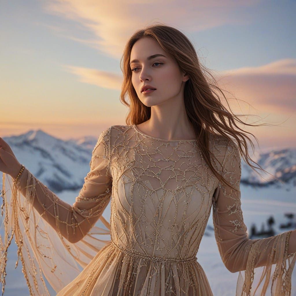 Ethereal Figure at Web's Edge: Surreal Oil Painting