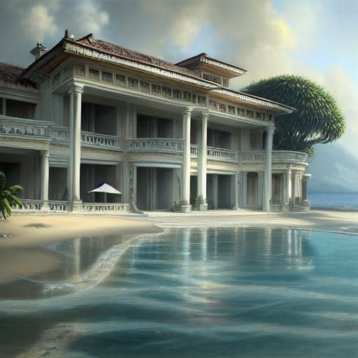 Modern Mansion on Tropical Beach Concept Art