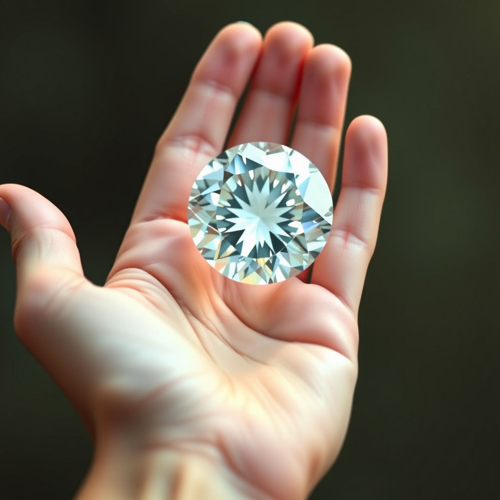 Hyperrealistic Female Hand Holding a Diamond