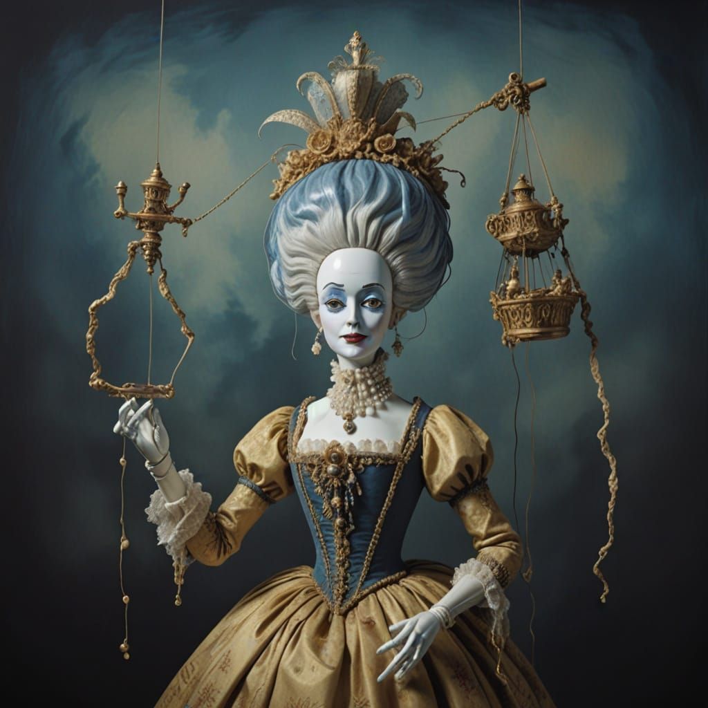 Wooden Marionette in Surrealist Dali-Inspired Scene