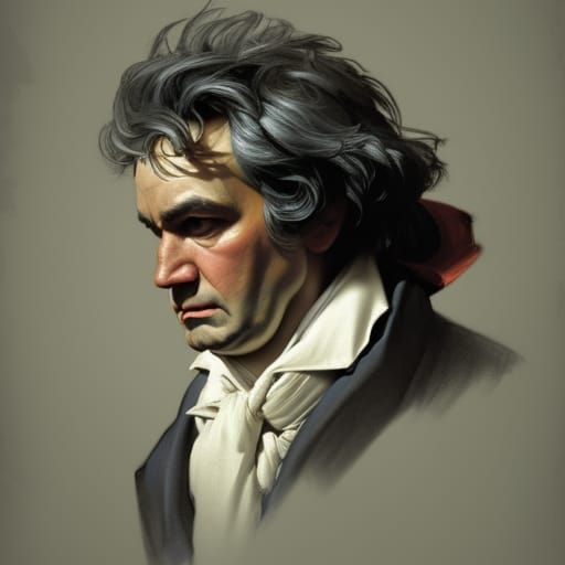 Beethoven Portrait in Art Nouveau Style