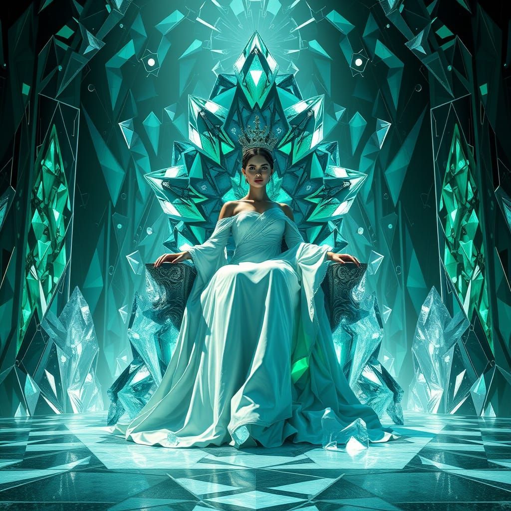 Regal Figure on Faceted Ice Throne