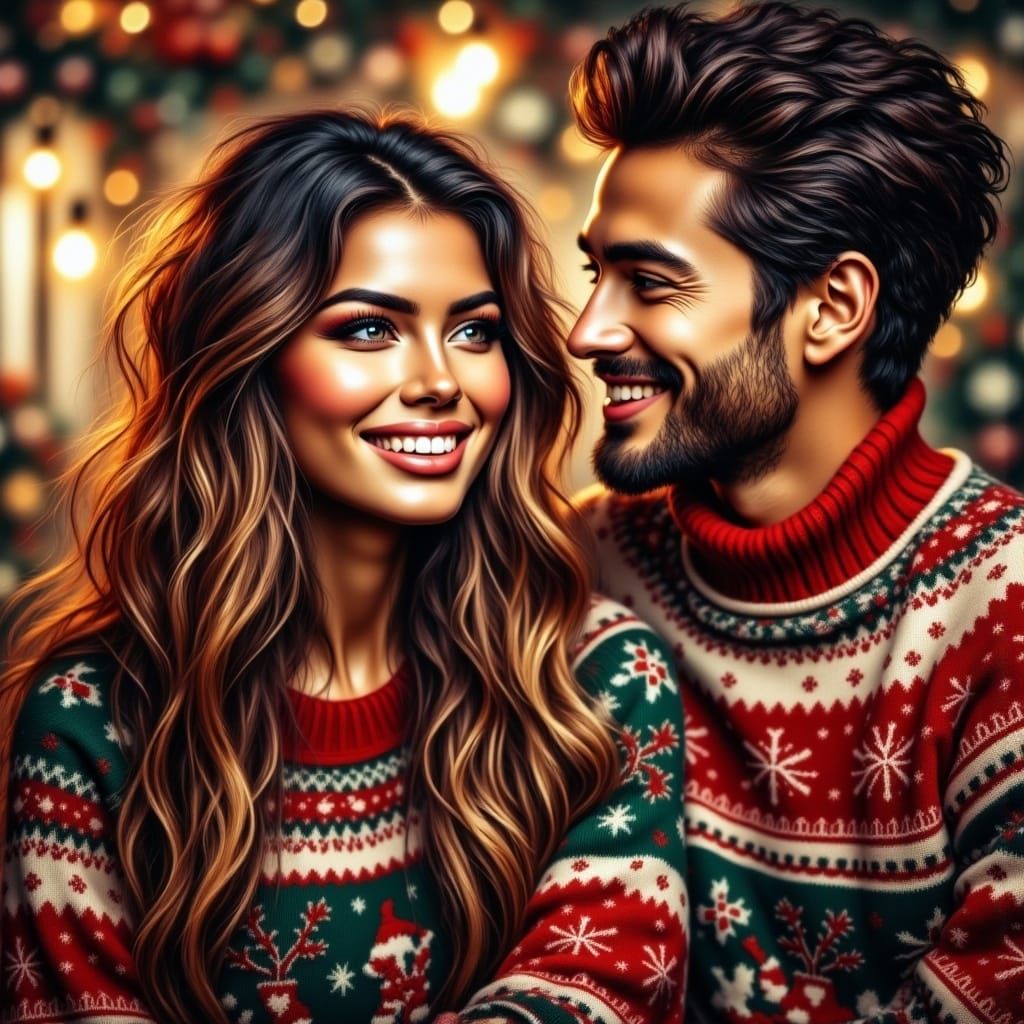 Christmas Sweaters and a Romantic Moment Captured in Digital...