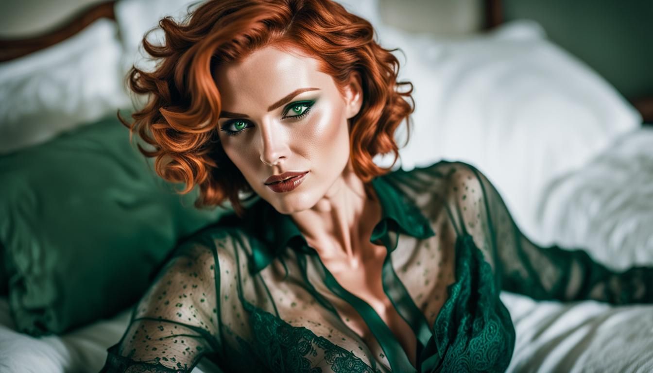 Redhead Glamour Model with Dramatic Lighting