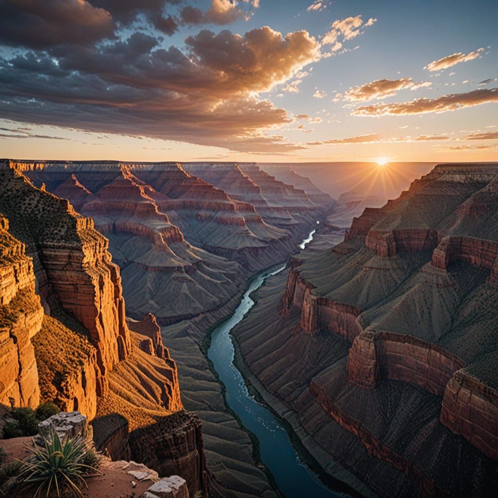 Epic Grand Canyon Sunrise Landscape in Hyper-Realistic Photo...