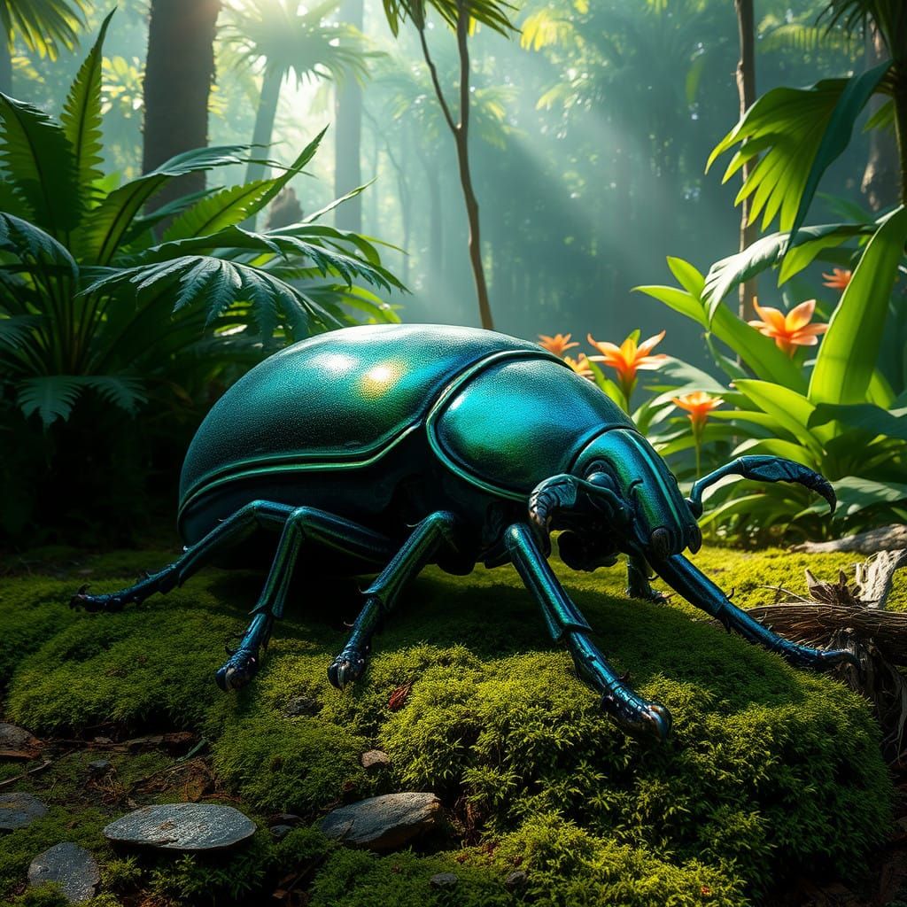 Vibrant Tropical Rainforest Creature in Hyperrealistic Style