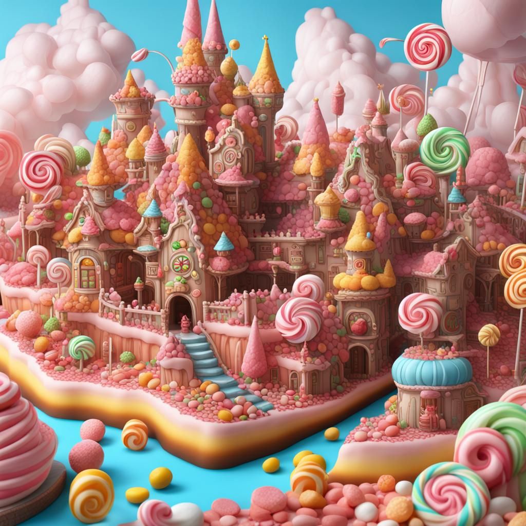 Hyperrealistic Intricate Candy Kingdom