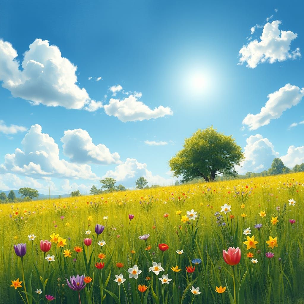 Vibrant Spring Landscape in Impressionist Style