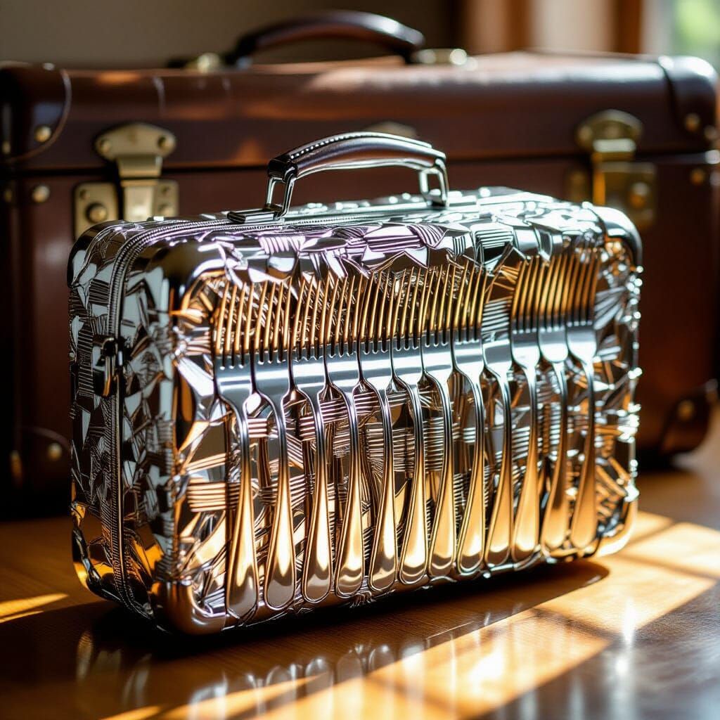 Silver Fork Travel Bag: A Dazzling Metallic Creation