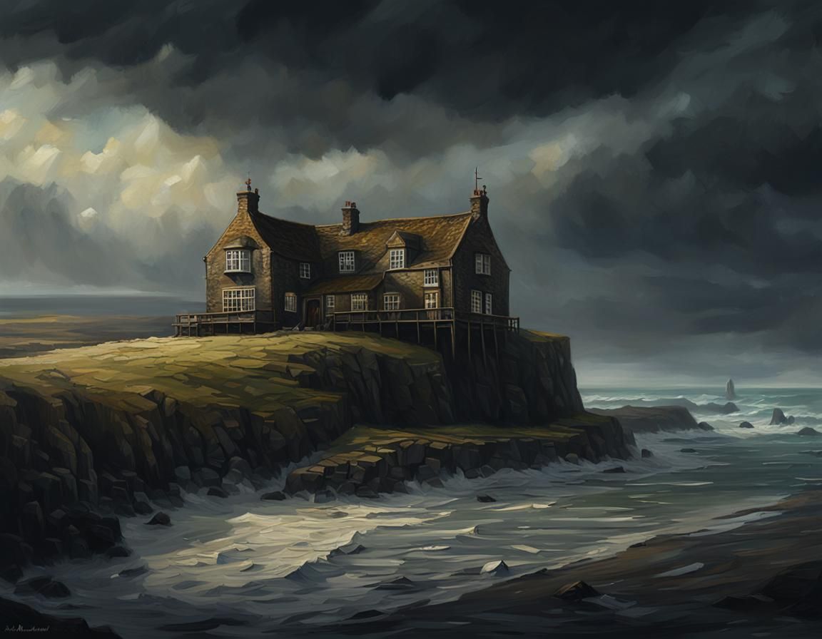 Admiral Benbow Inn: Dramatic Coastal Oil Painting