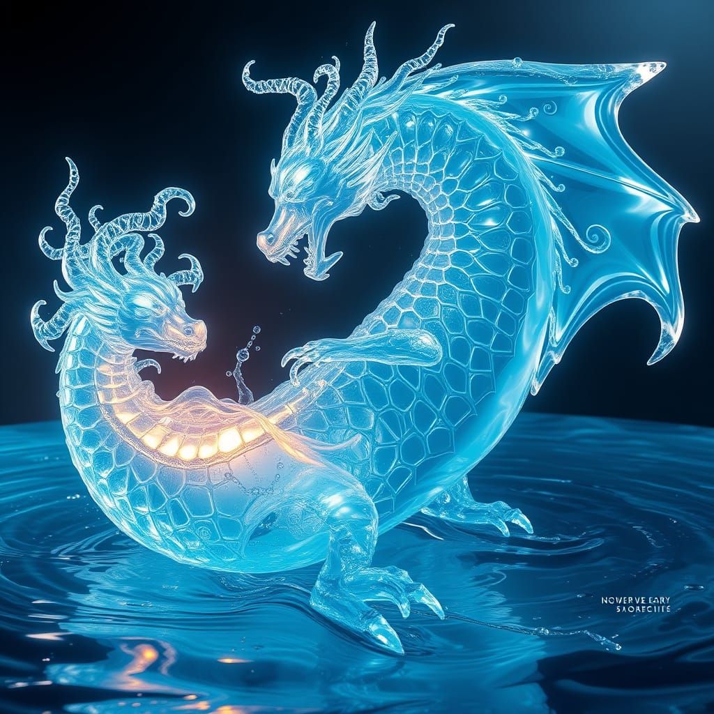 Translucent Water Dragon with Mesmerizing Currents
