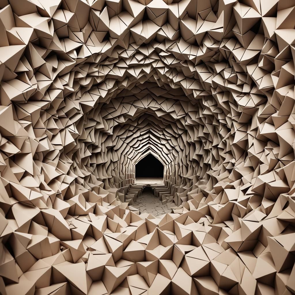 Kirigami Papercraft of a Hidden Underground Chamber