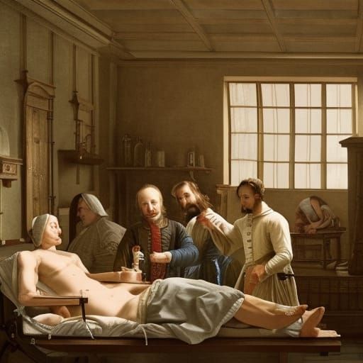 17th Century Doctors Perform Surgery: Digital Painting