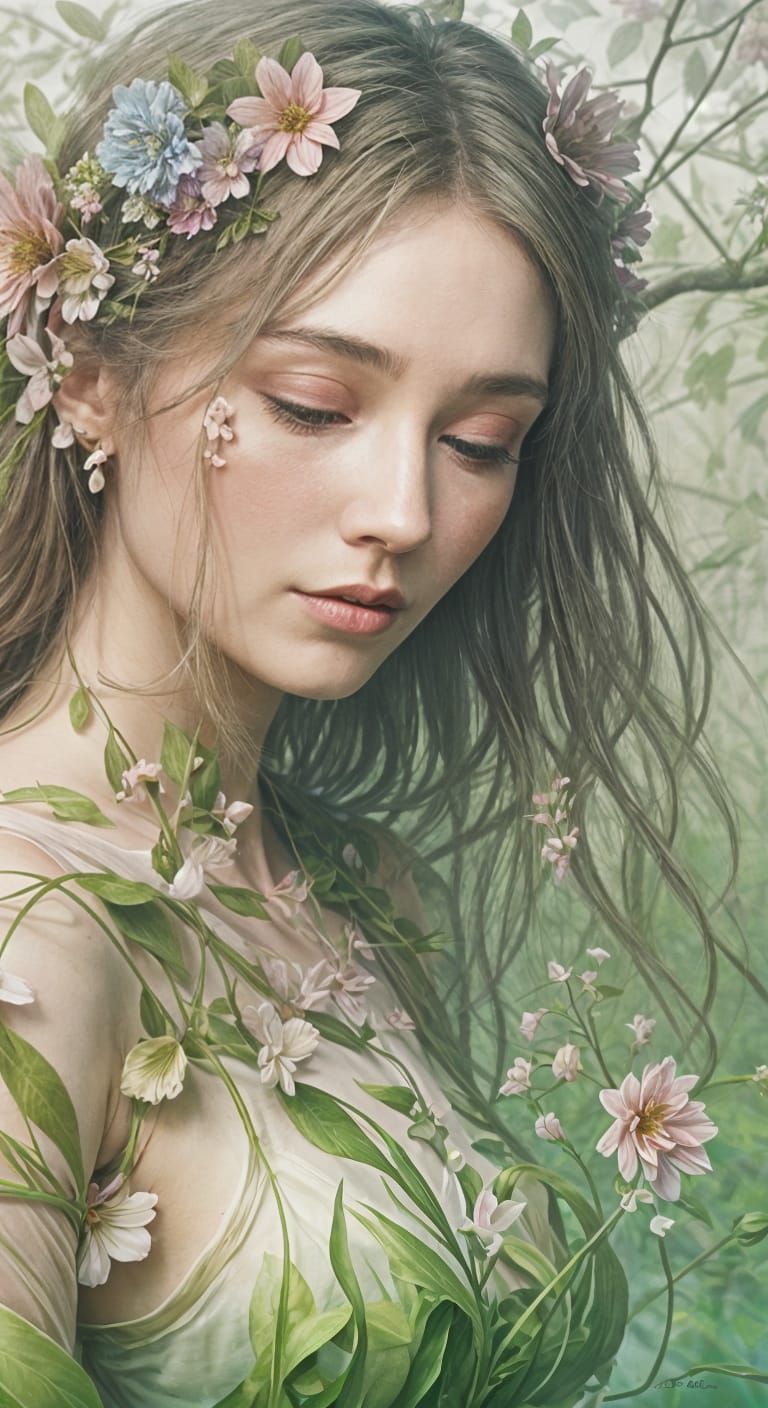 Floral Woman: A Portrait in Bloom