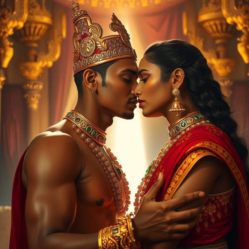 Regal South Indian King: Intimate Palace Scene