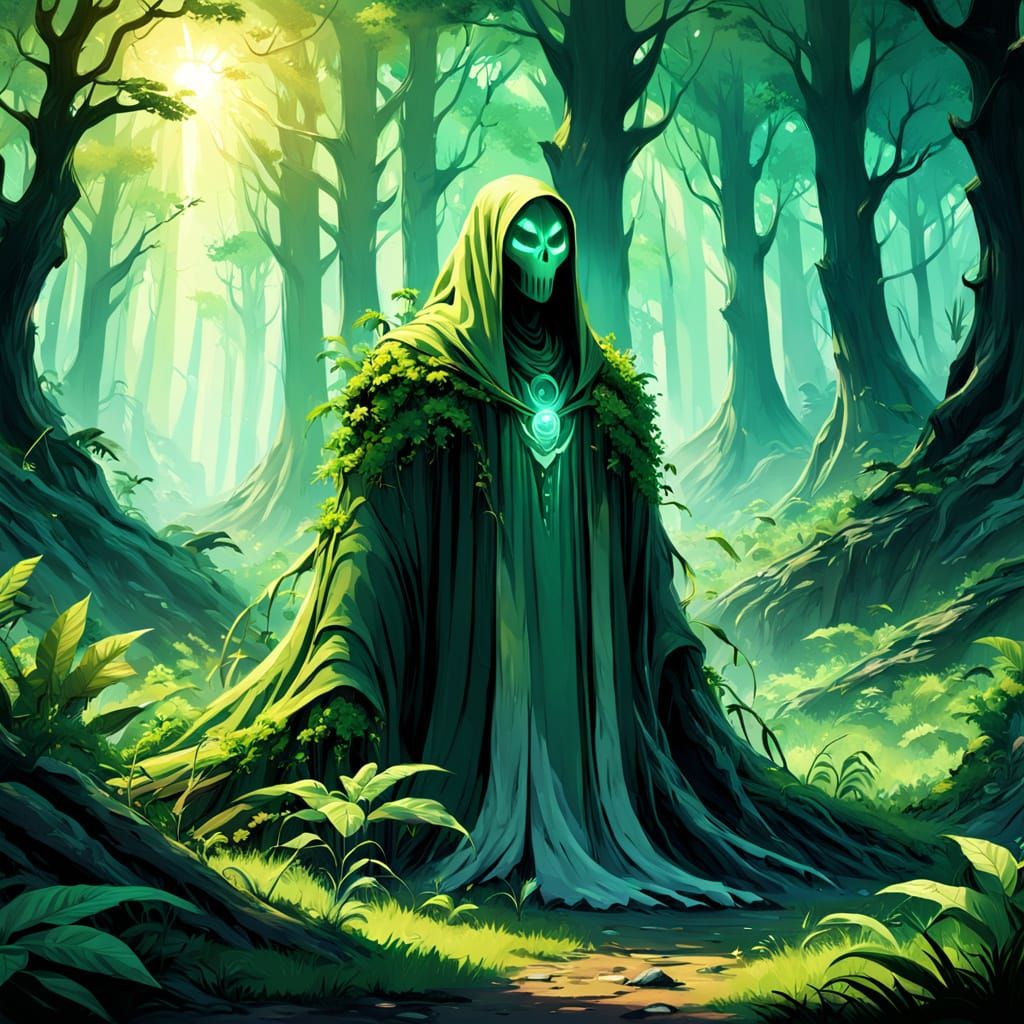 Eco-Ghost Divided: Vibrant Fantasy Art