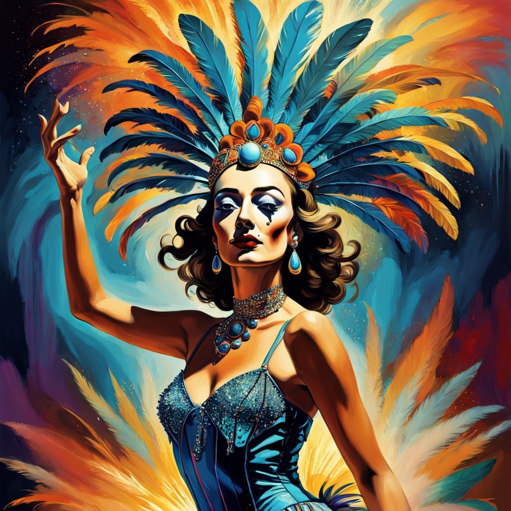 Dazzling Cabaret Dancer in Fauvist Expressionism