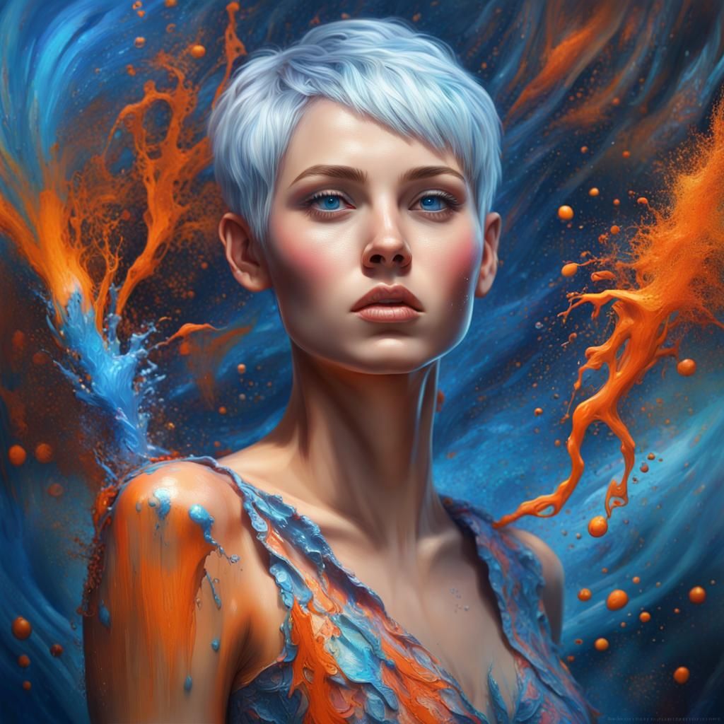 Woman with Silver Hair, Digital Avatar Image