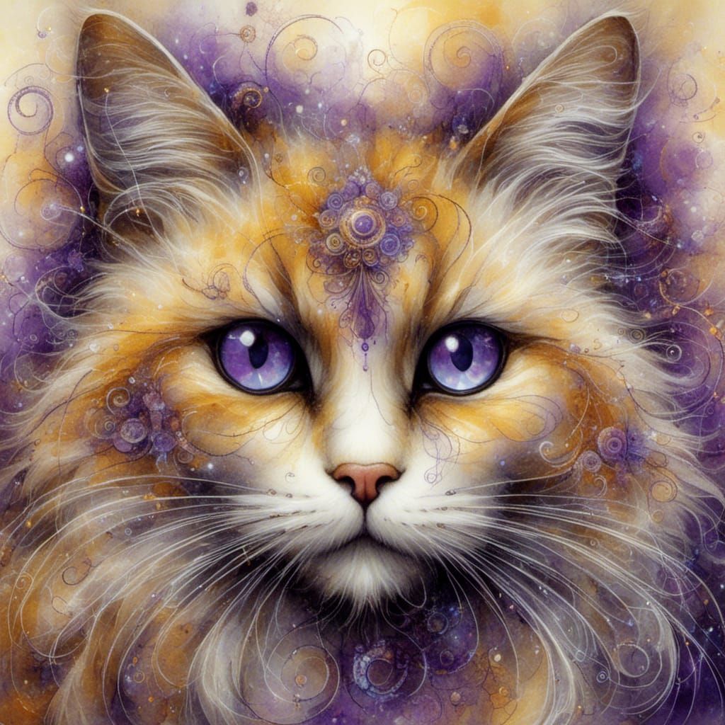 Ragdoll Cat in Art Brut with Neon Grunge