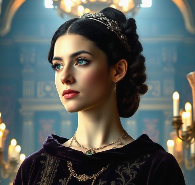 12th Century Noble Dame Sibilla Marshall in Palace Court