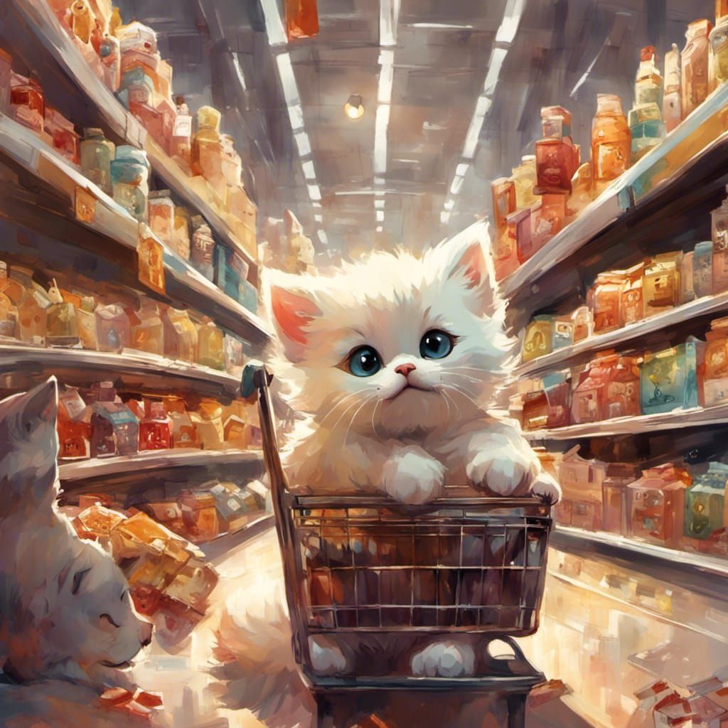 Chibi Kittens and Puppies Supermarket Shopping
