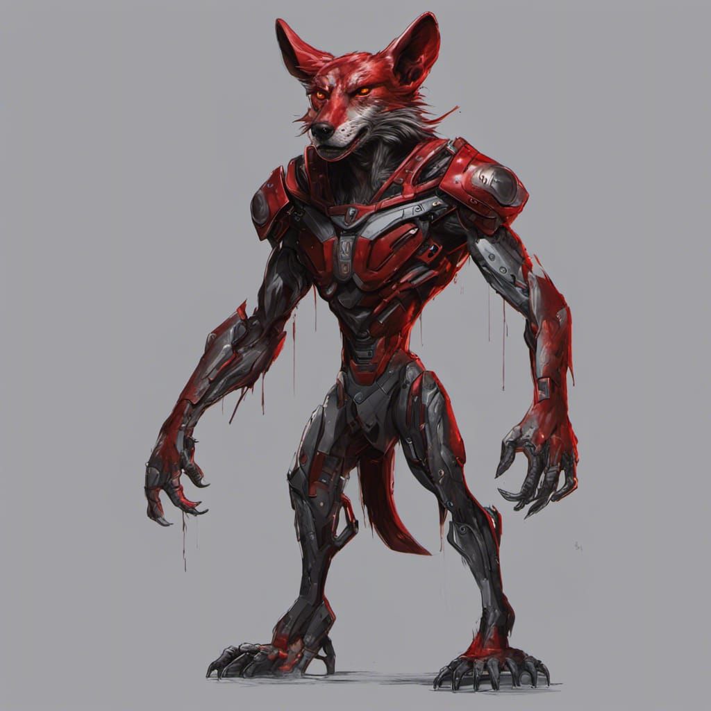 Alien Wolf Cyborg in Sci-Fi Graphic Novel Style