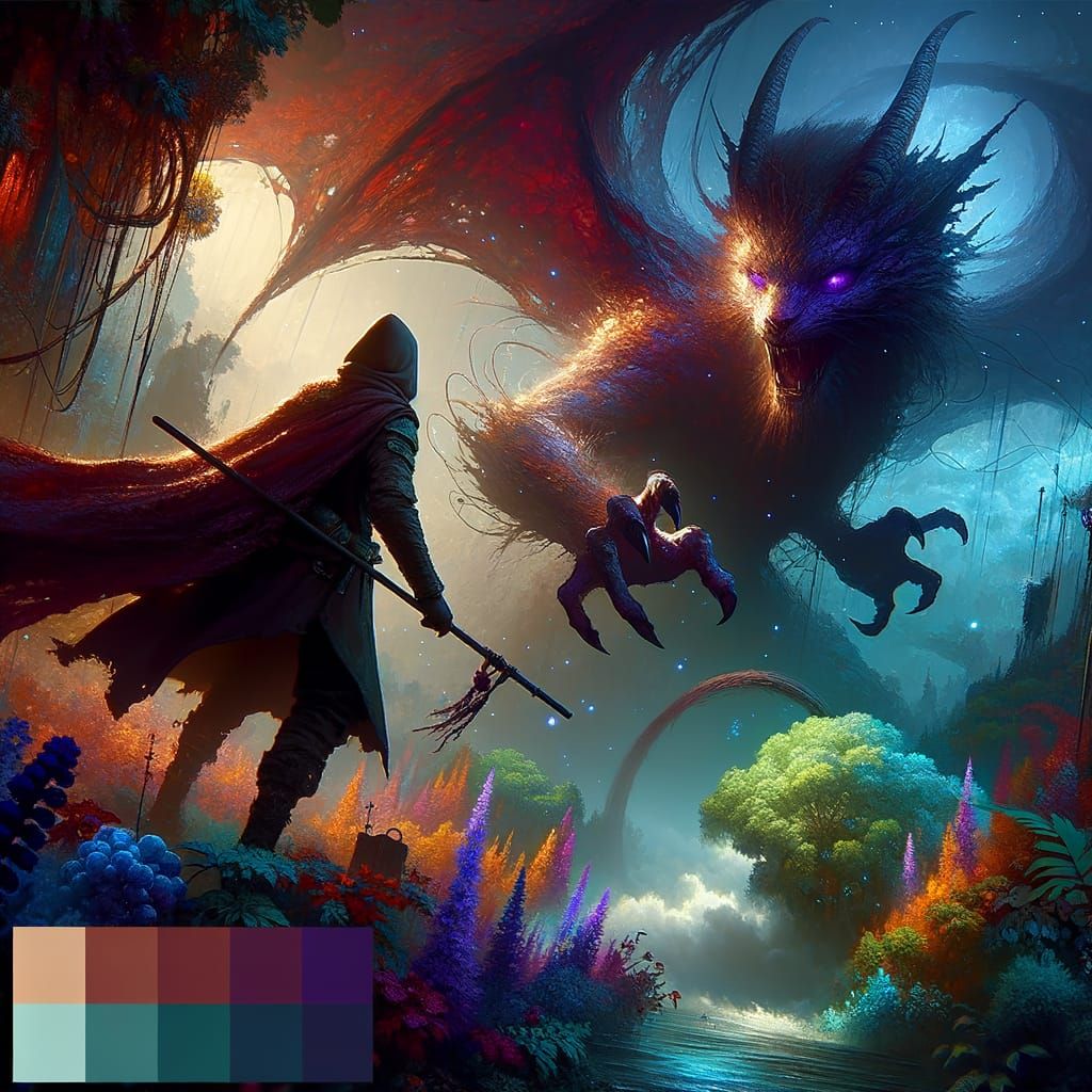 Character Besieged by Shadow: Detailed Matte Painting