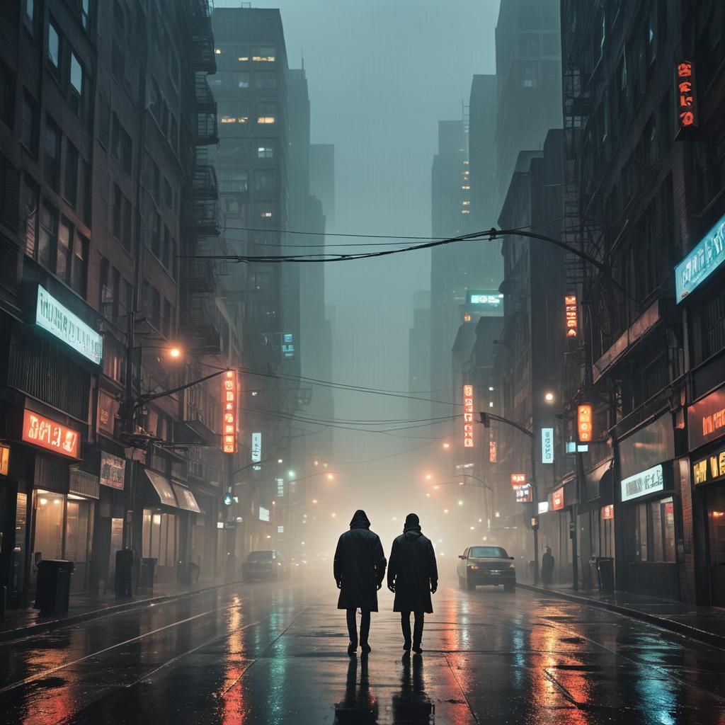 Cyberpunk Singer in a Dystopian Cityscape