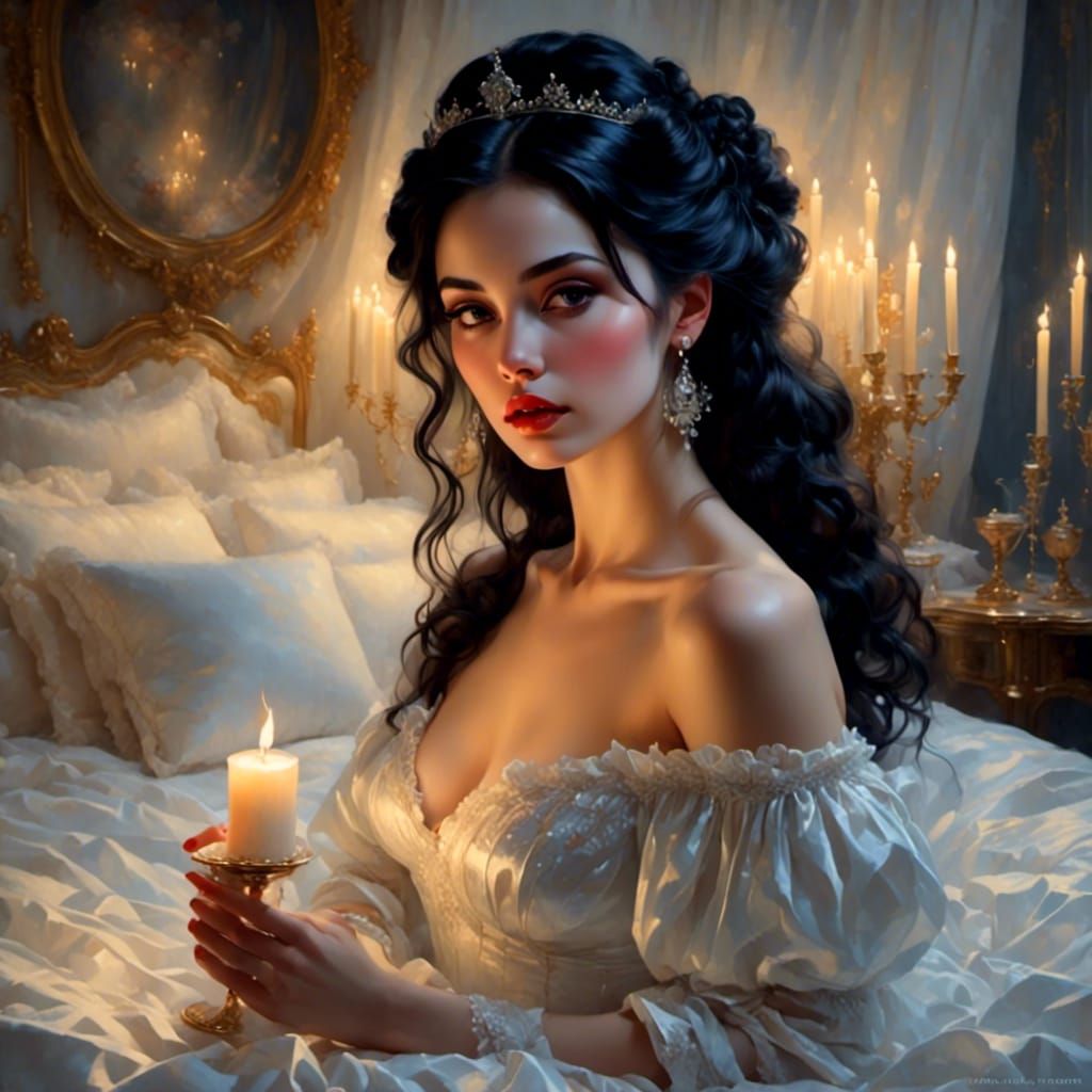 Beautiful Princess with Black Hair in Fantasy Setting
