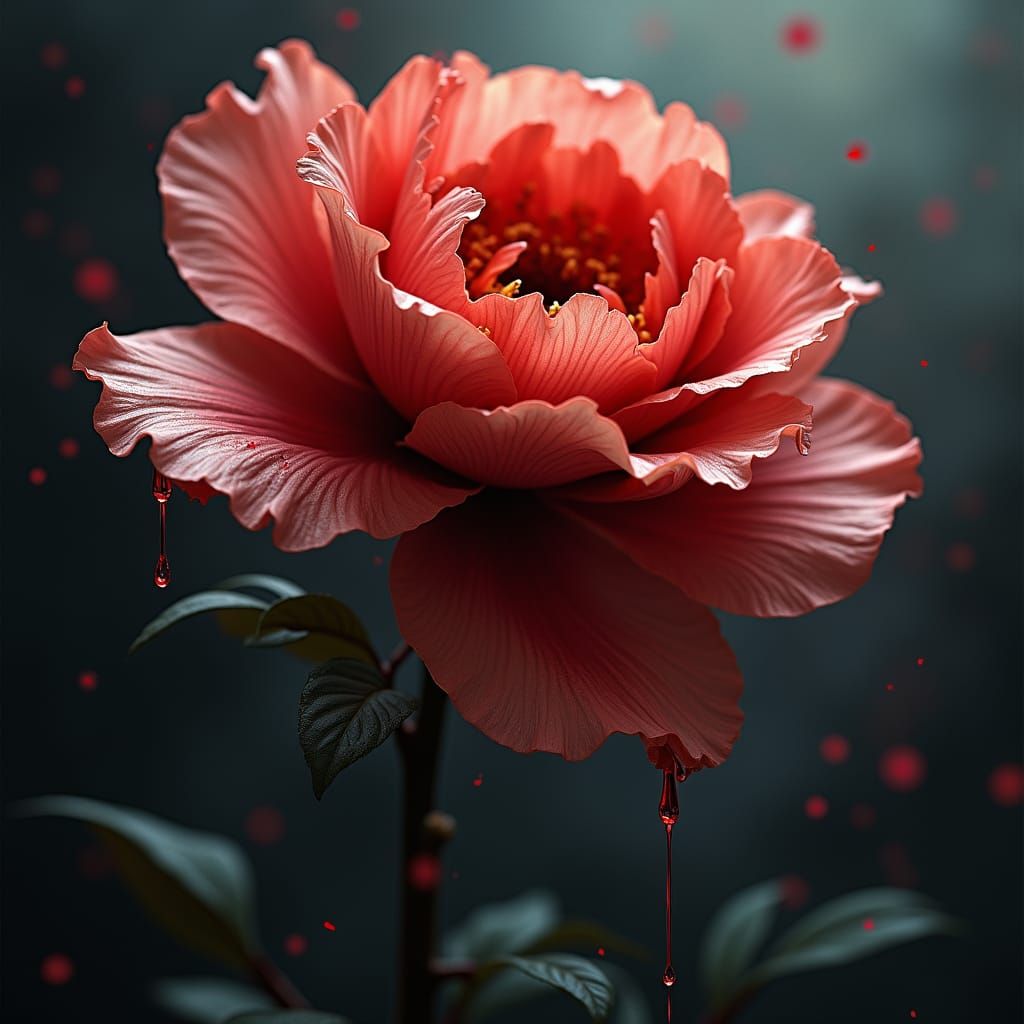 Crying Flower with Bloody Tears: Digital Matte Painting