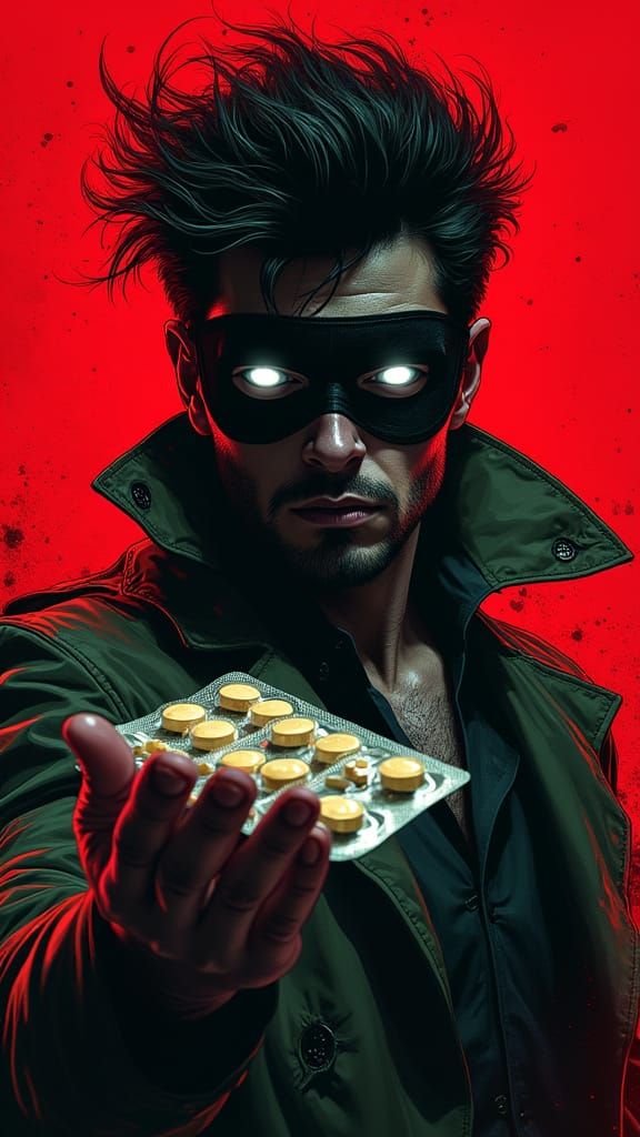 Brooding Vigilante Emerges in Comic Book Style