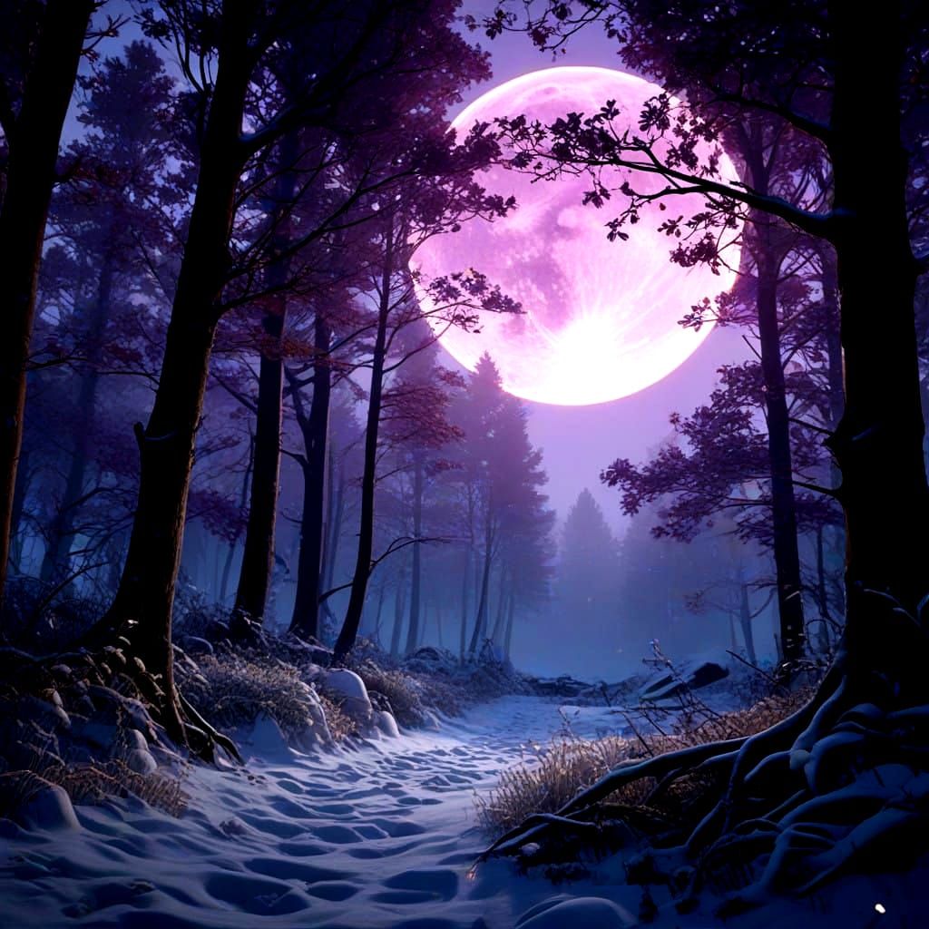 Ethereal Forest Under Full Moon