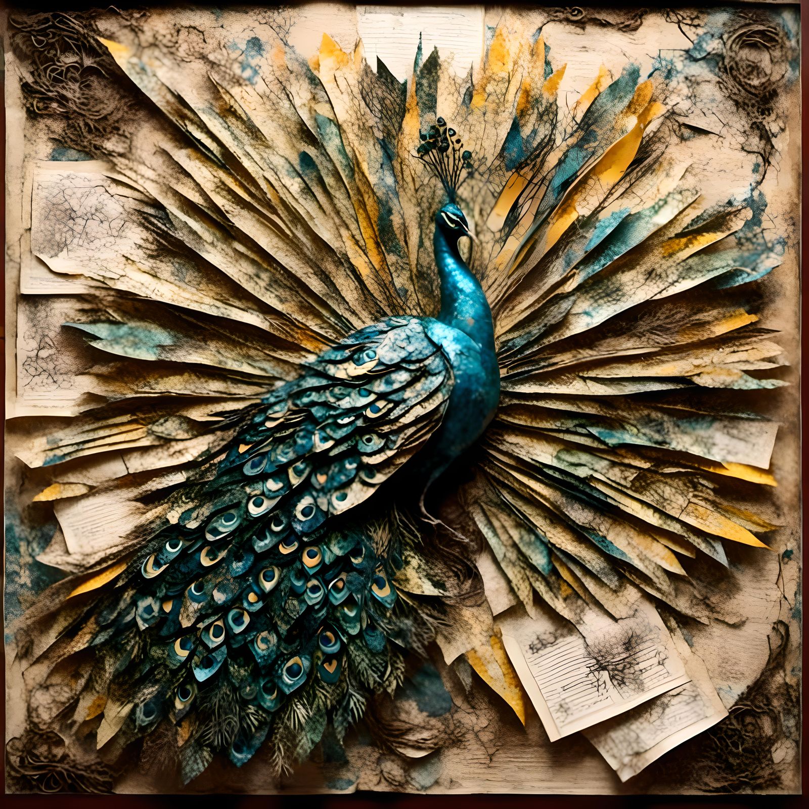 Fantasy Paper Sculpture with Vintage Collage Elements