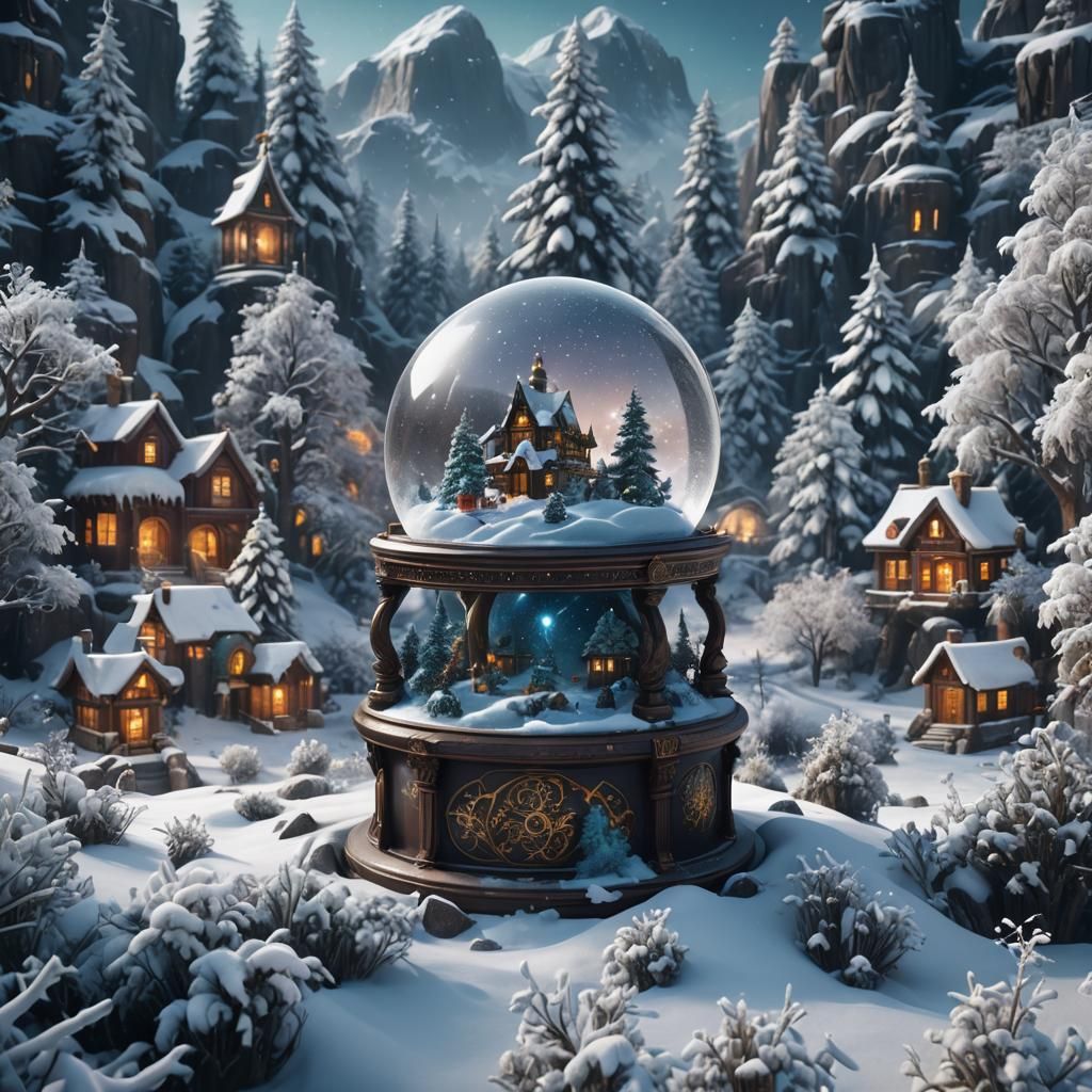 Detailed Winter Snow Globe Matte Painting