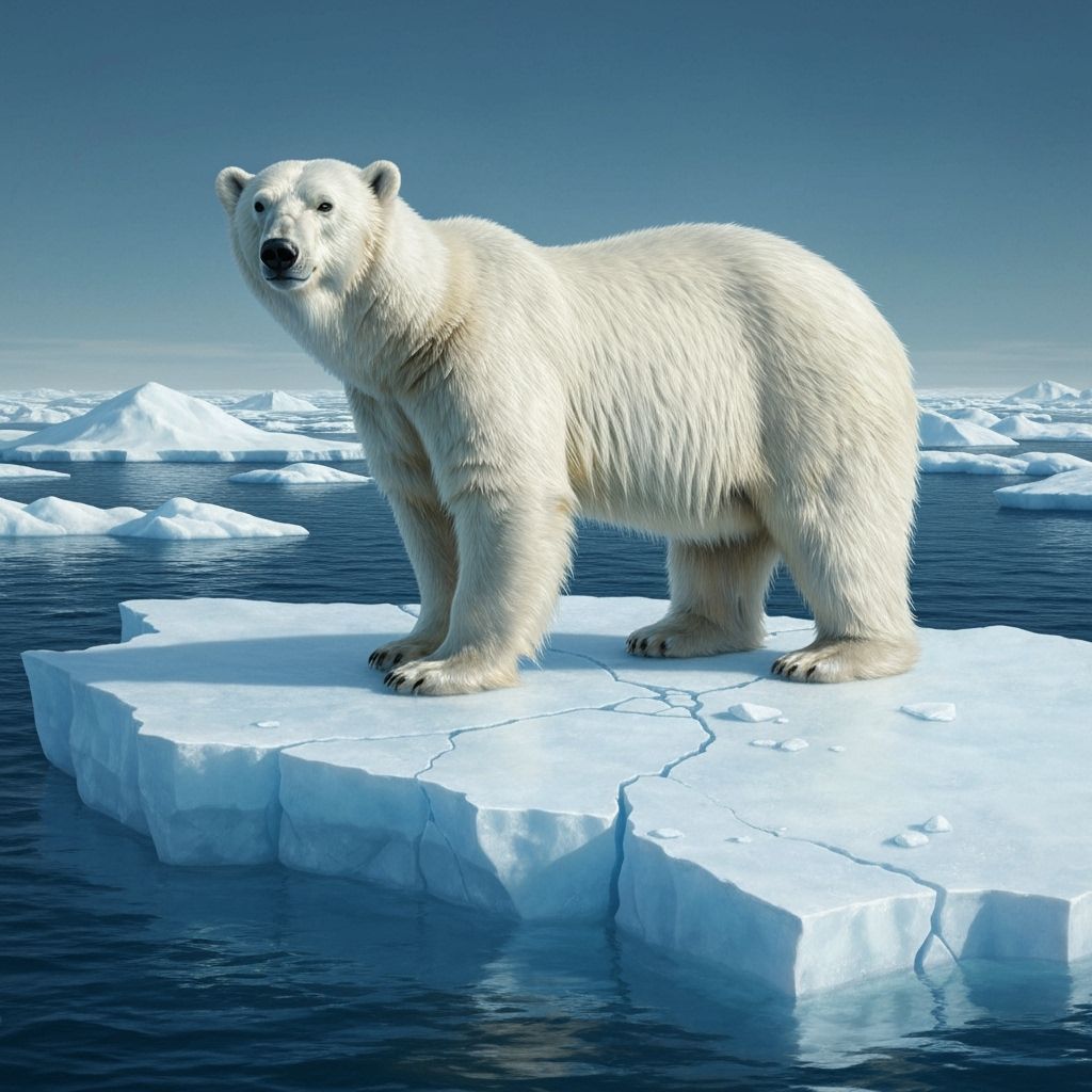 Polar Bear on Melting Iceberg: Hyperrealistic Arctic Scene