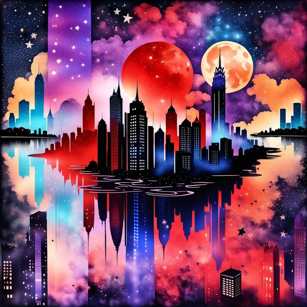 Nightmare City: Neon Gothic Surrealism in Digital Art