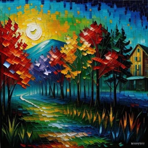 Vibrant Mosaic Patchwork in Expressionist Impasto Style