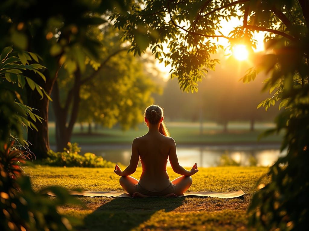 Serene Morning Meditation in a Tranquil Park Landscape