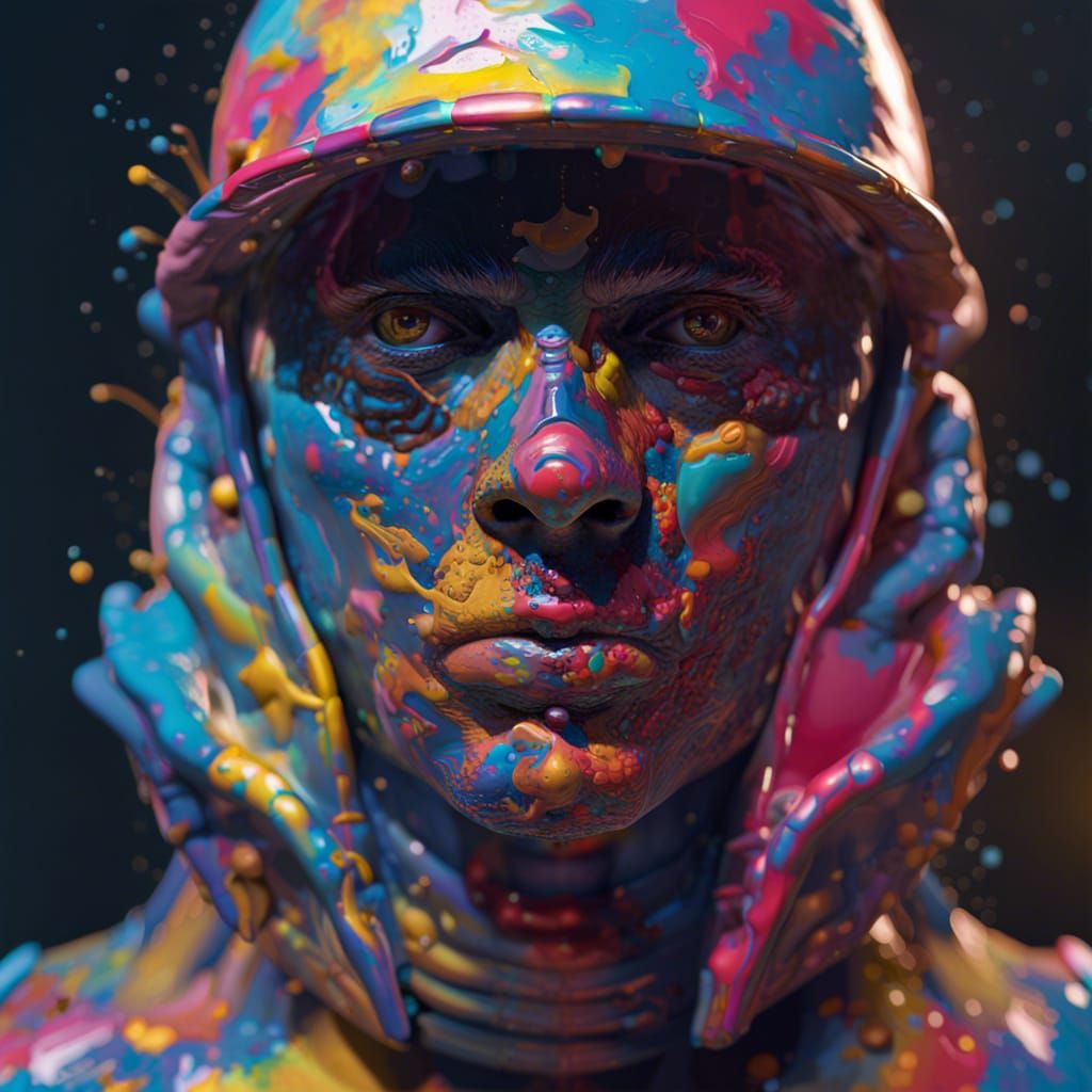 Hyperrealistic AI Bot Painting Prompts as Splash Art