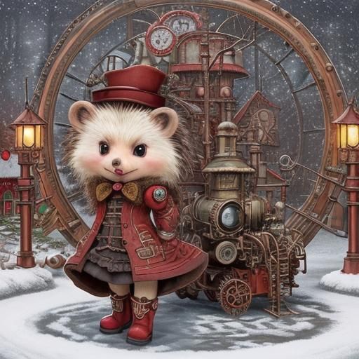 Cute hedgehog with chibi eyes wears red boots and wandering ...