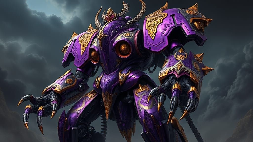 Armored Mecha Gears Up for Combat in Gothic Style