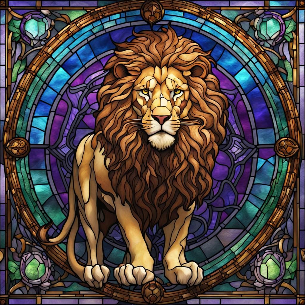 Stained Glass Lion Fantasy Concept Art