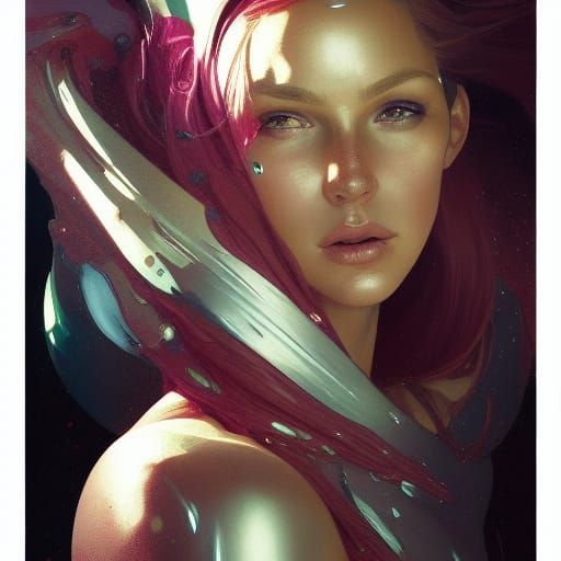 Cosmic Female Superhero Portrait in Hyperdetailed Style