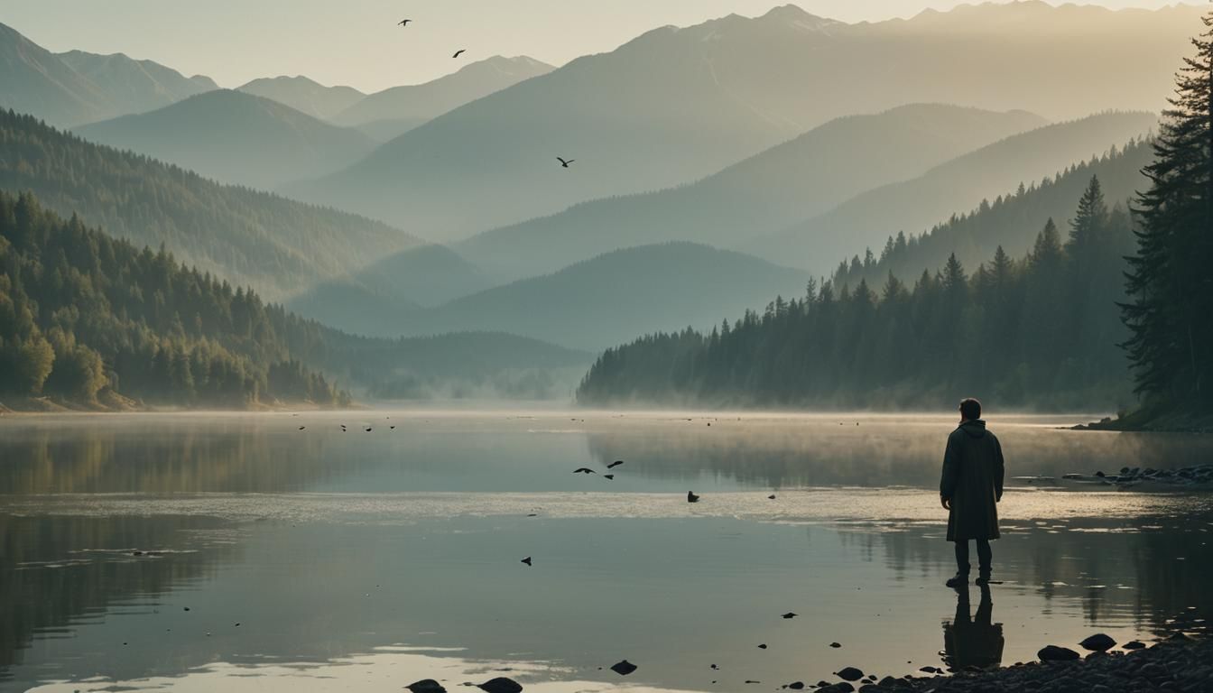 Dawn Serenity: Birds Ascending in Golden Light