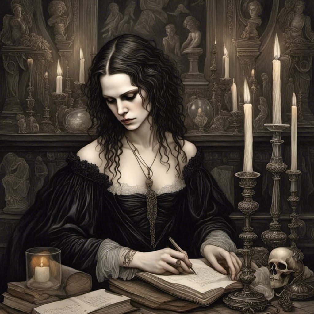 Gothic Drawing Room Scene Inspired by Frankenstein
