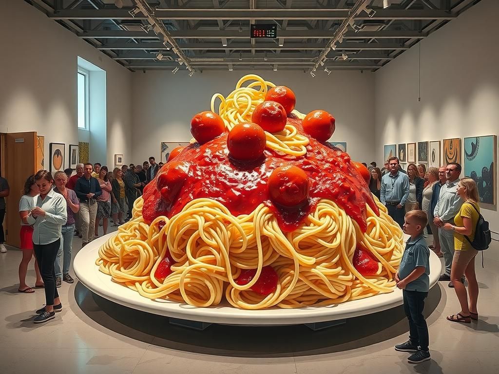 Surreal Pop Art Masterpiece Dominates Modern Gallery Space