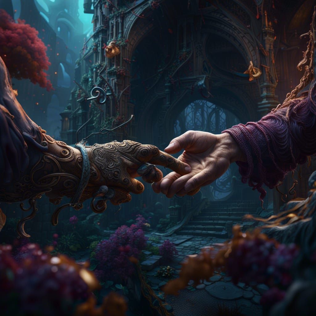 Fantastical Helping Hands in Detailed Matte Painting