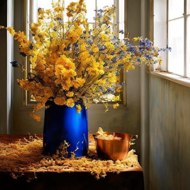 Still Life with Dried Flowers in Hyperrealist Style