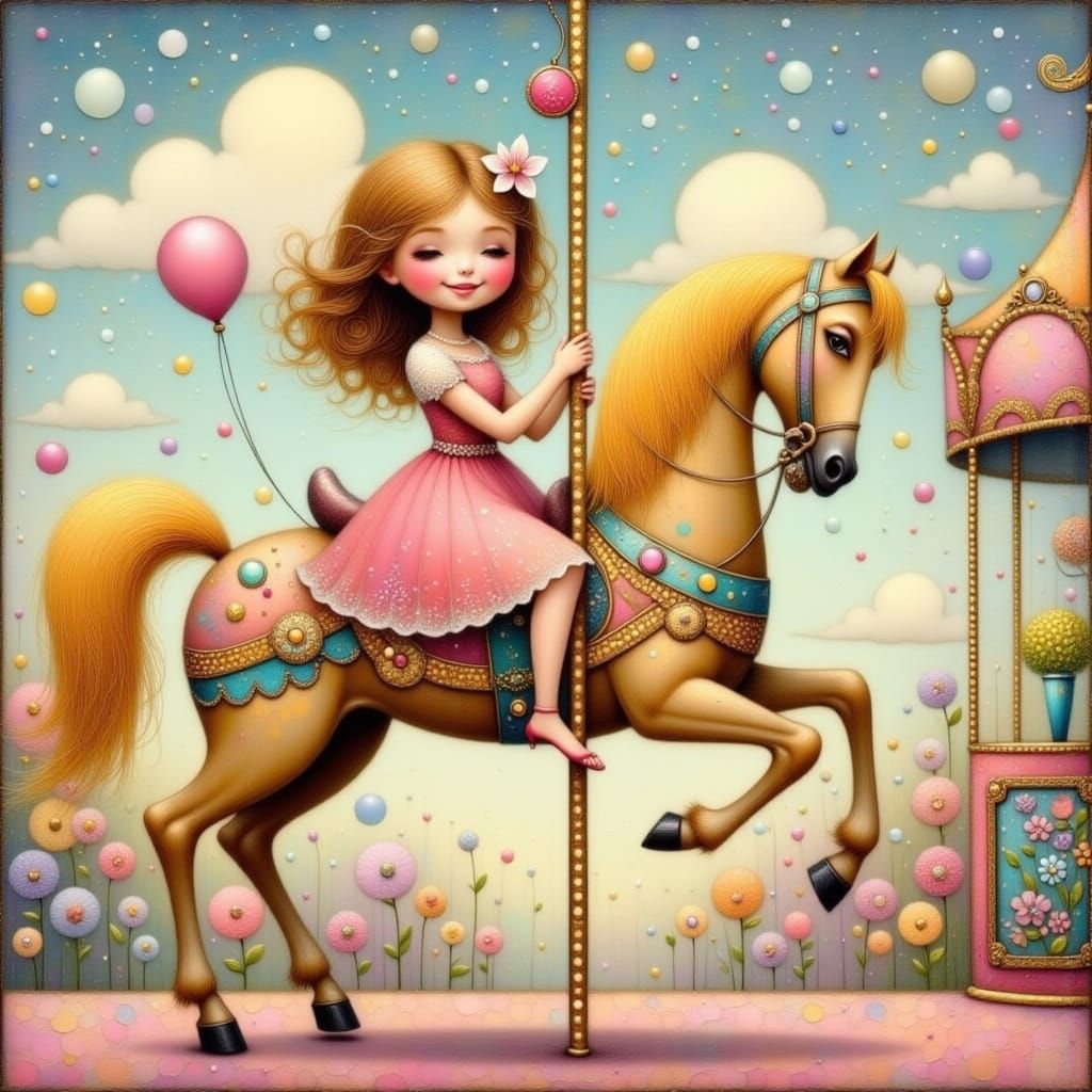 Whimsical Carousel Scene in Dreamy Style