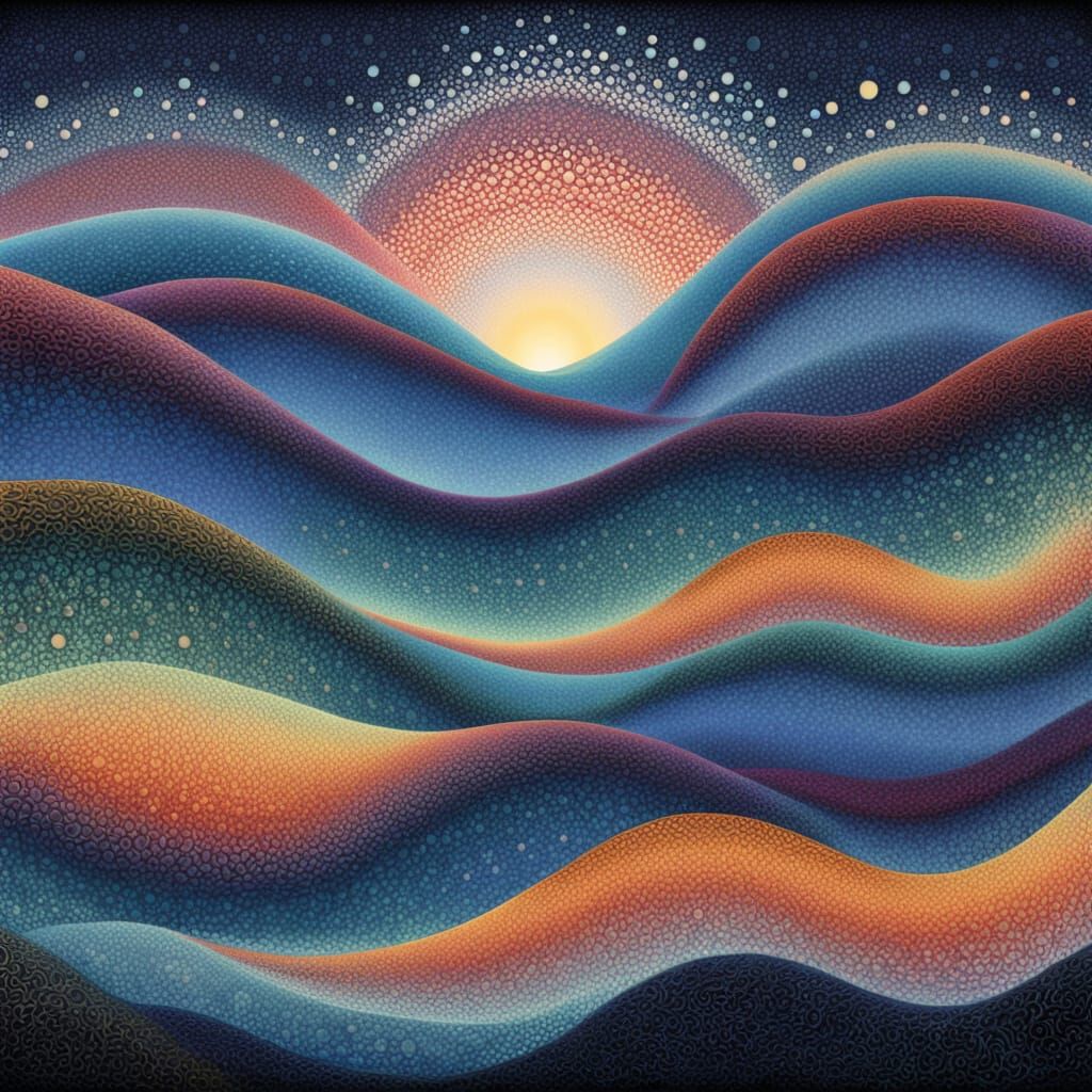 Cosmic Pointillist Dreamscape in 8K